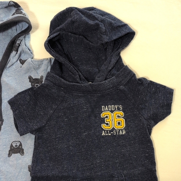 carter's 2-pack bundle cotton summer hoodie rompers 18 months baby boys - Picture 2 of 11